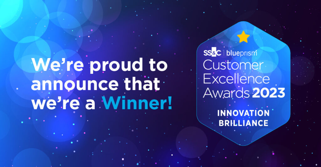 Teranet wins the Innovation Brilliance Award at SS&C Blue Prism's 2023 Customer Excellence Awards